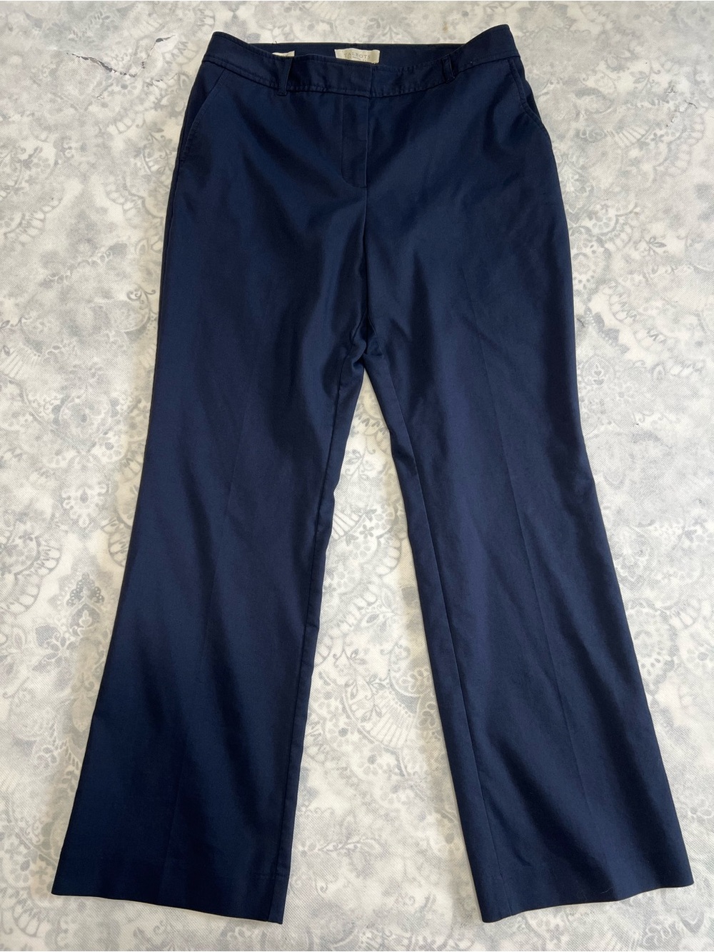 Talbots Sz 10 Petite Heritage Bootcut Navy Blue Chino Dress Stretch Trousers